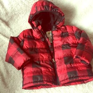 SOLD!! Red and Black Winter Coat, Fleece Lined